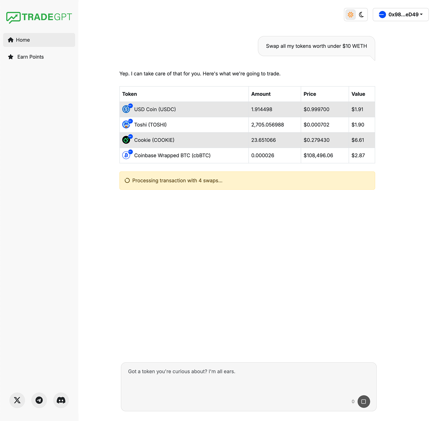 TradeGPT Demo Image